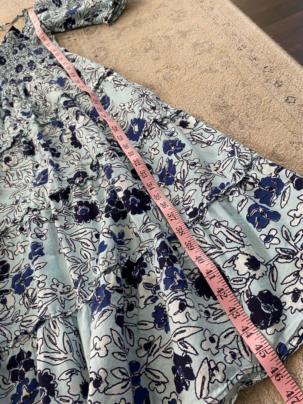 Ro's Garden Venus Midi Dress Benjamin Blue Floral Large Cotton Cottagecore - Picture 13 of 13